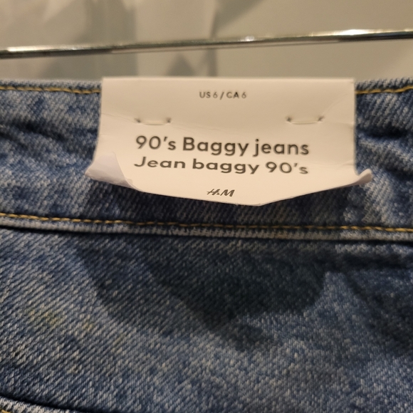 H&M RECYCLED DENIM 90'S BAGGY HIGH RISE JEANS NWT - Picture 4 of 10